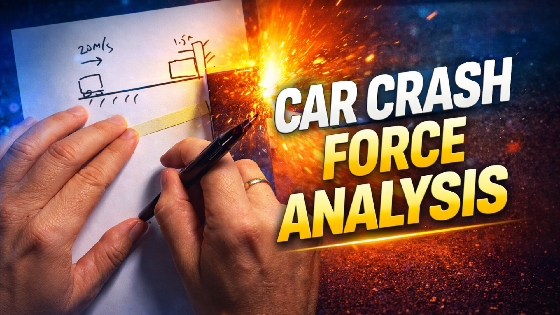 Work and energy physics example: Crashing car analysis