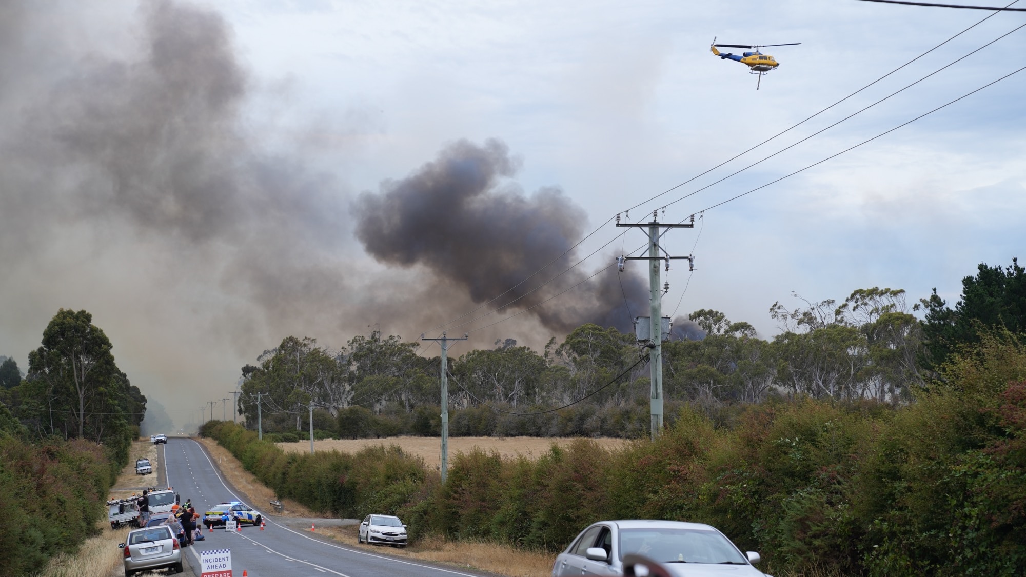 Fire crews battle blaze south of Launceston