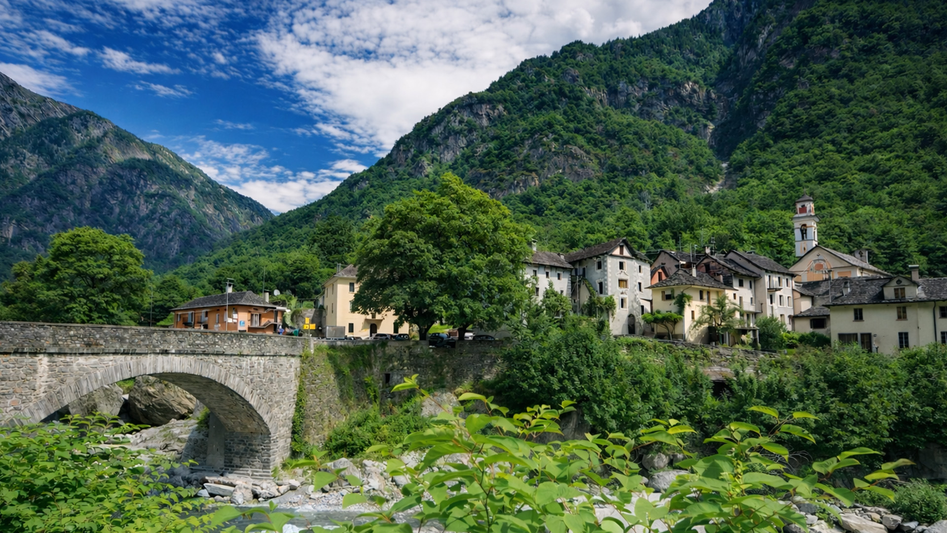 Prato Lavizzara Switzerland scenic village walk in Ticino (4K)
