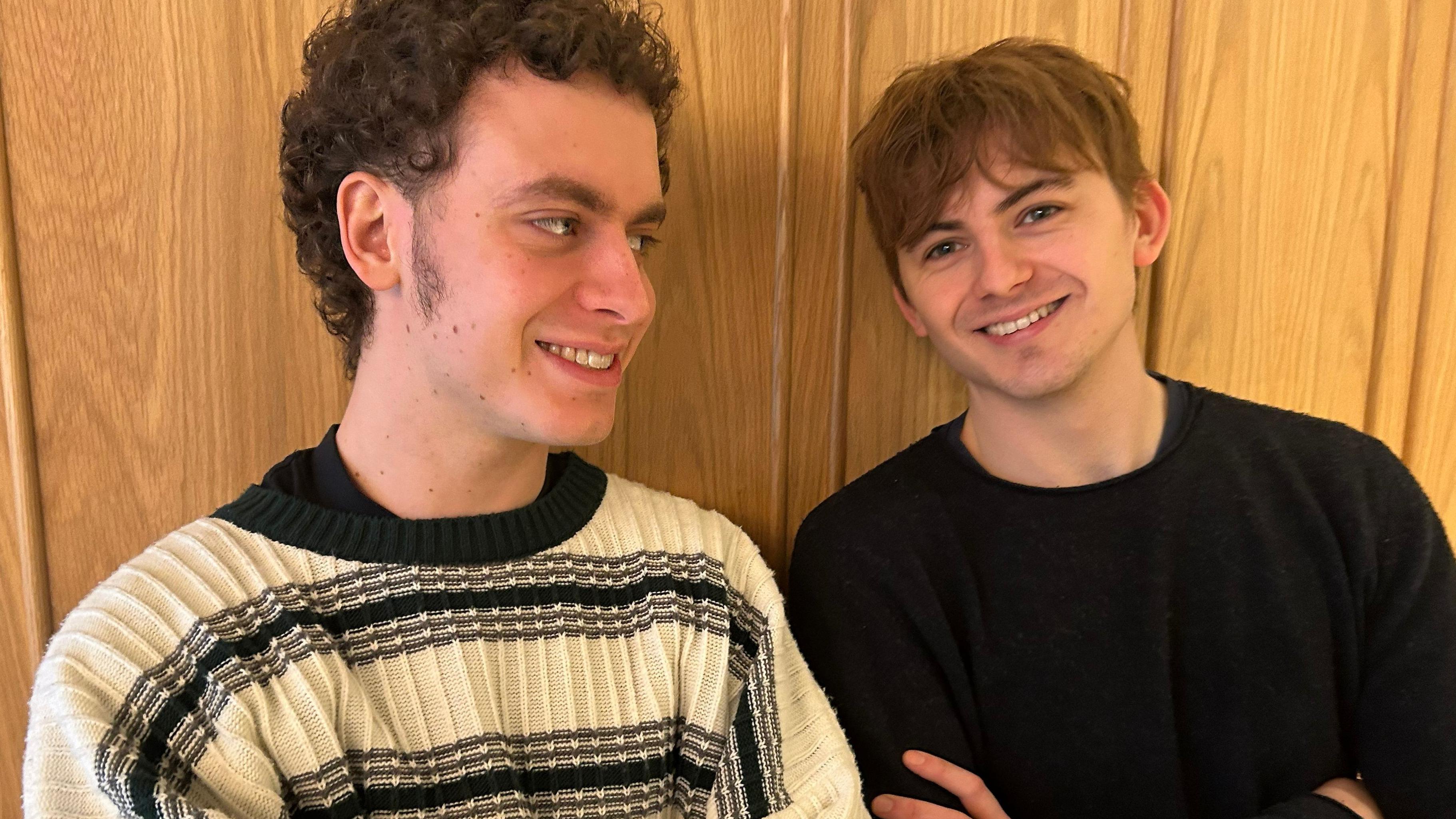 The best of frenemies: George Usher (Liam) and Oscar Lloyd (Damon) during a break in rehearsals at Birmingham Rep