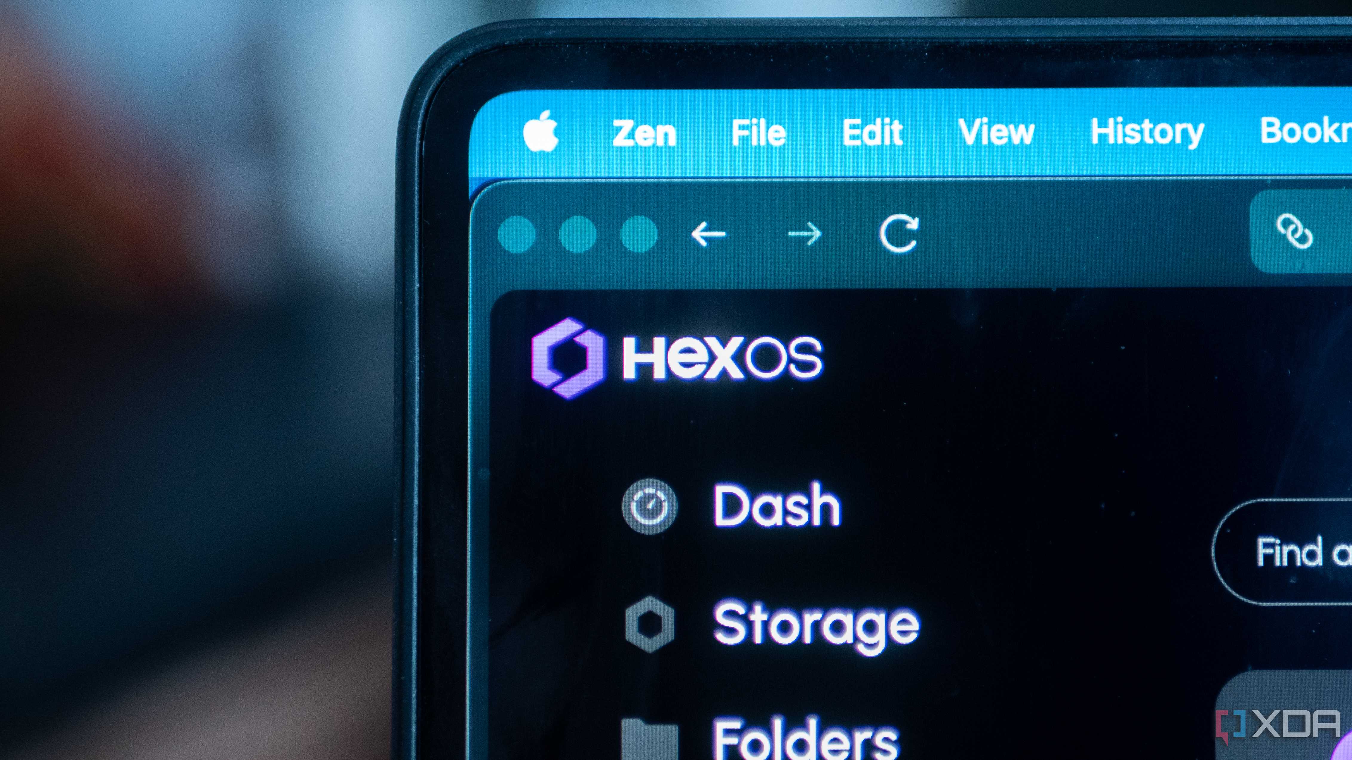 HexOS control panel in browser