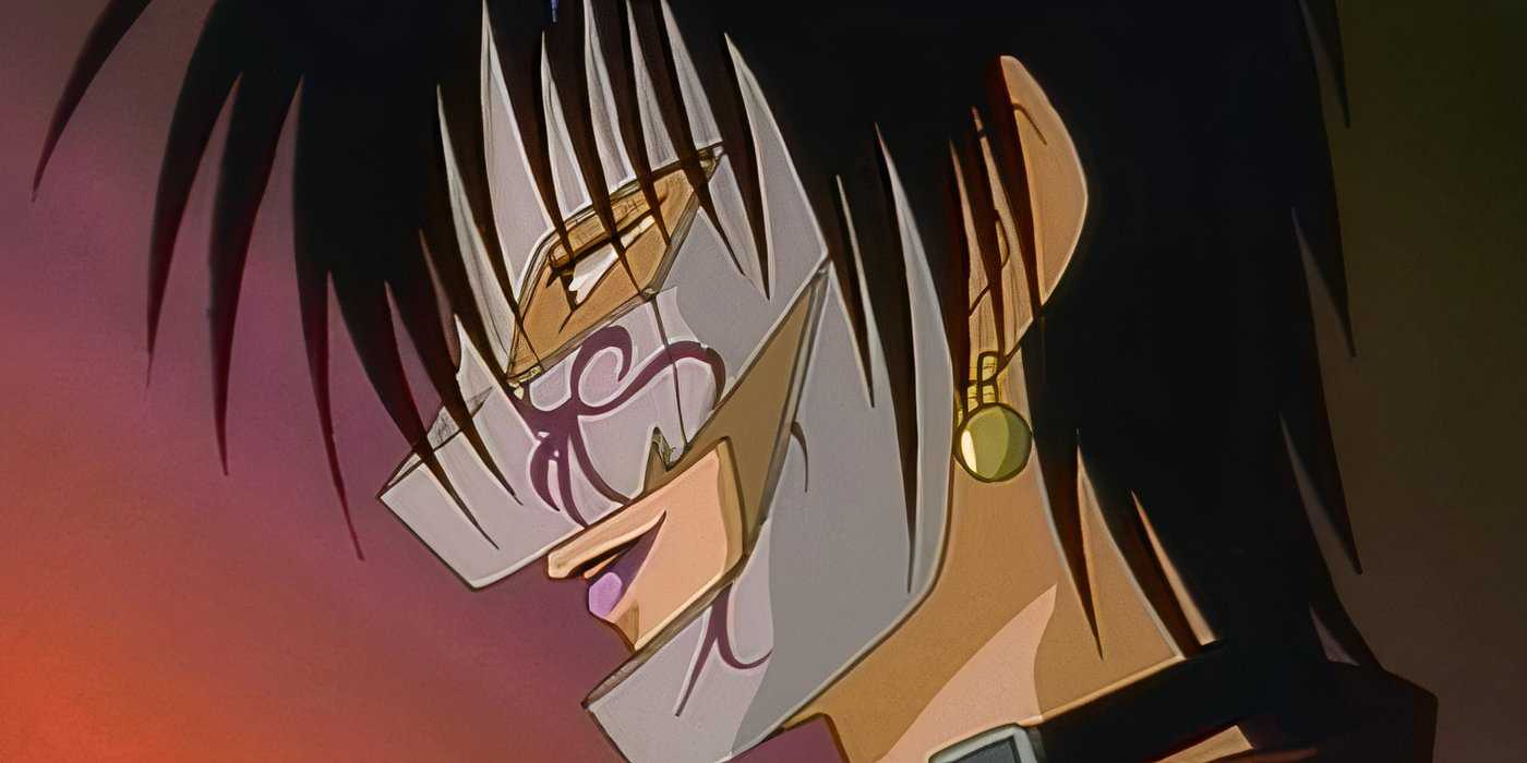 Flame of Recca Kurei from the side wearing helmet and earrings