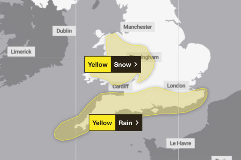 Met Office maps show snow and rain to disrupt swathes of UK
