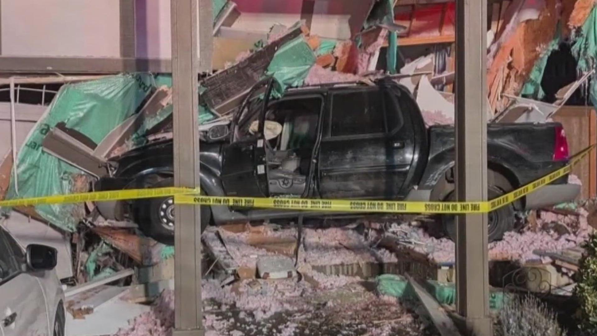 Pickup flies 100 feet, crashes into Tigard home early Friday