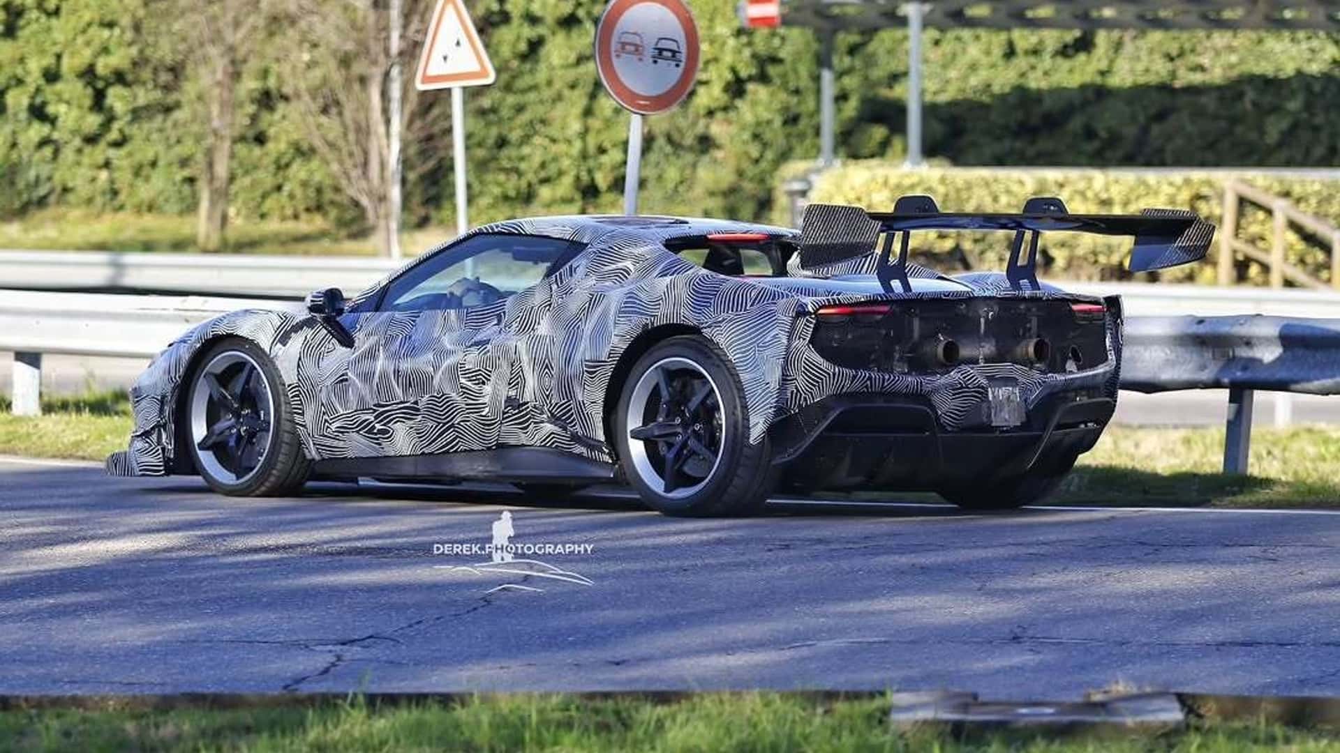 Hardcore Ferrari spied looking like a race car for the road