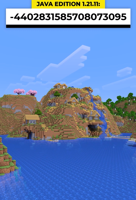 Minecraft village island surrounded by a river: Stunning seed!