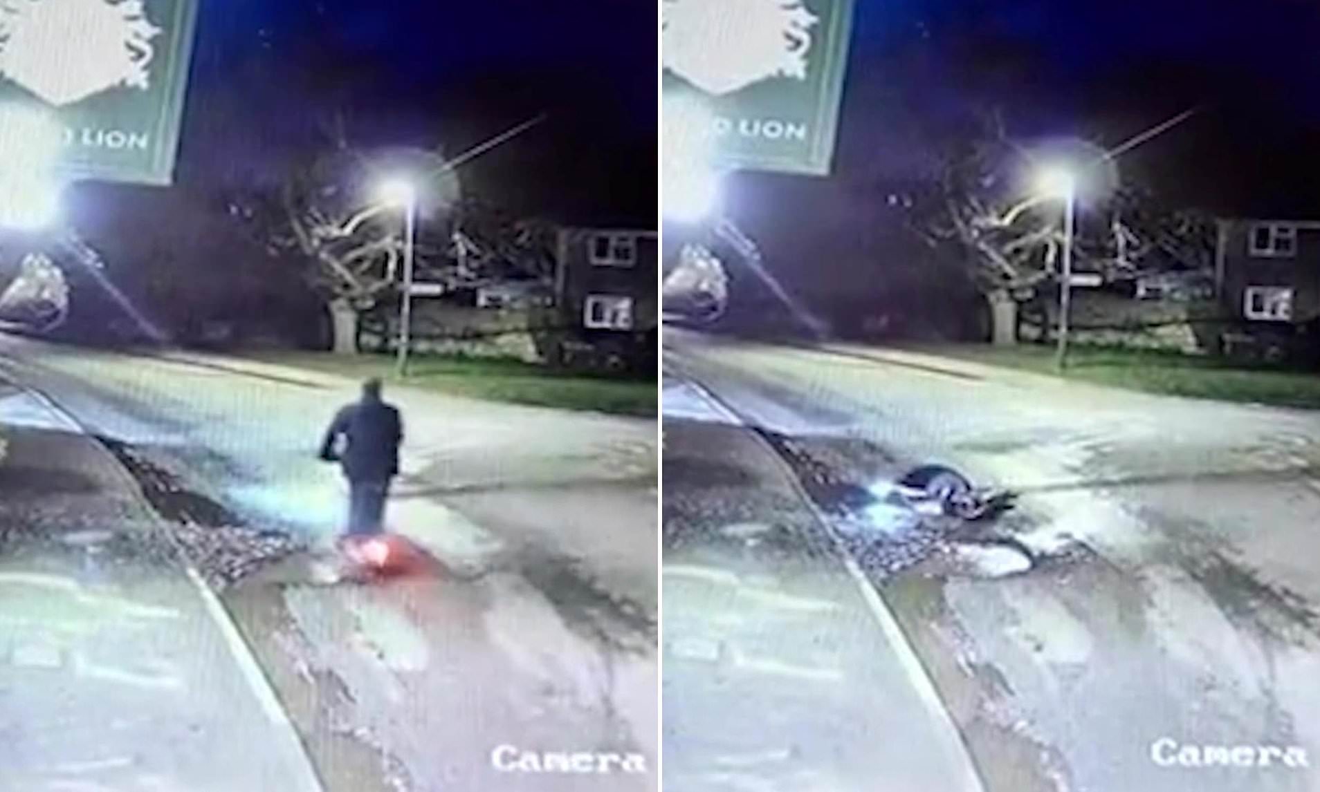 Moment e-scooter rider hits pothole and faceplants the road before ...