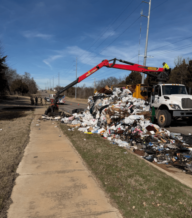 Trash fire started by battery inside Oklahoma City garbage truck