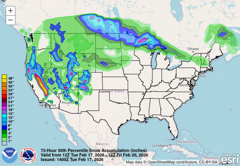 Winter storm brings snow from Rockies to Great Lakes, up to 18 inches