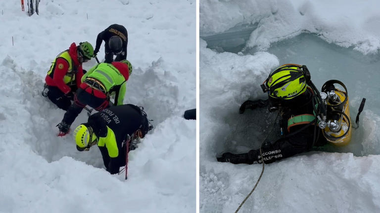 In Norditalien wurde eine Gruppe auf Schneemobilen von einer Lawine erfasst. Drei Personen wurden wohlauf geborgen, nach einem Mann wird weiterhin intensiv gesucht.