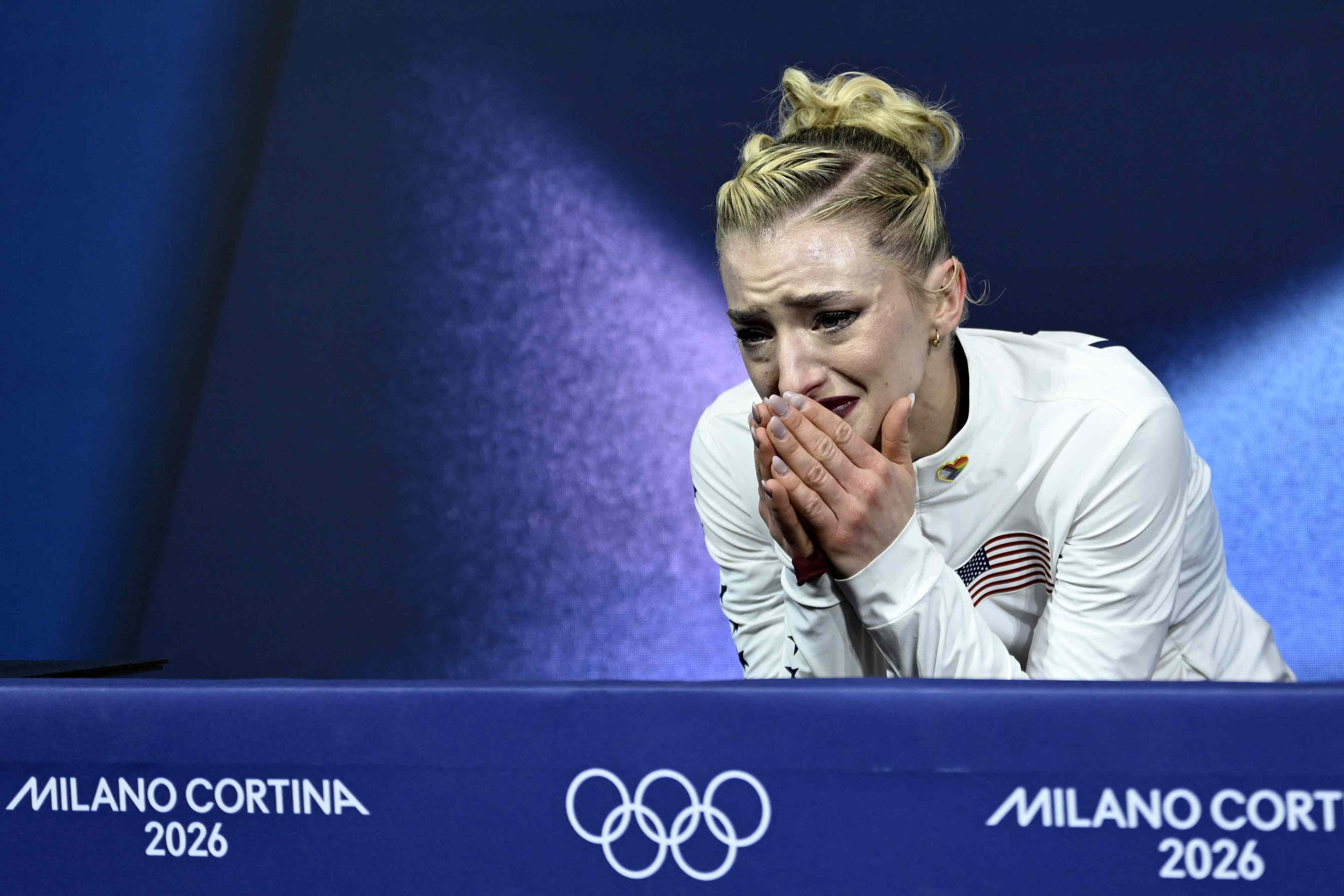 Amber Glenn cries after she struggles in women's short program at 2026 ...