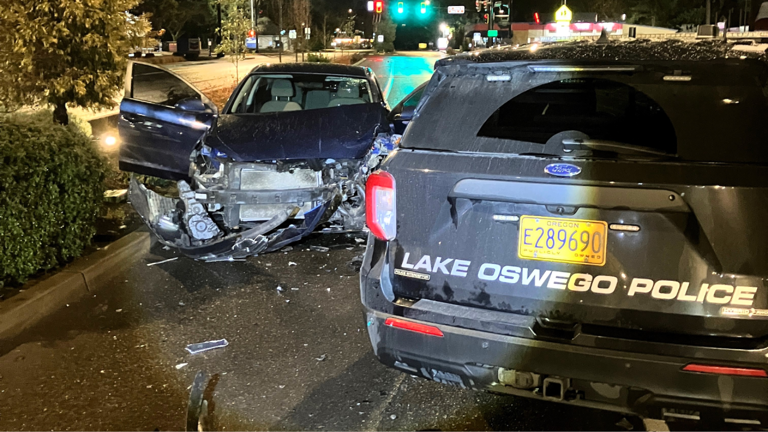 Wrong way driver arrested for DUI after crash into Lake Oswego police car