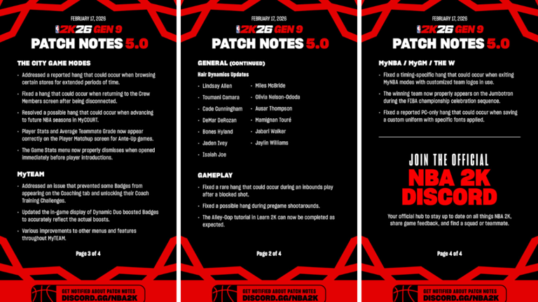 NBA 2K26 patch notes: Update targets gameplay, MyTEAM and MyNBA