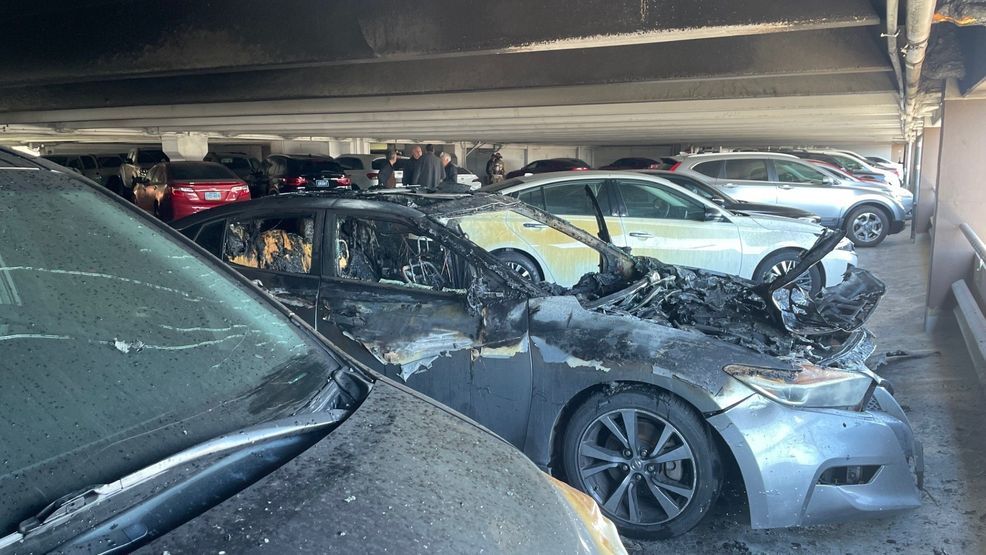 Fire crews respond to vehicle fire inside El Cortez Hotel parking garage