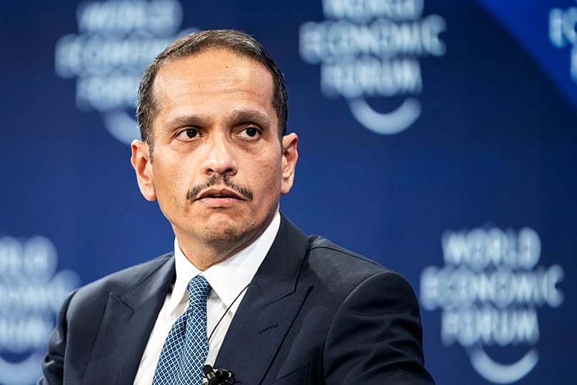 El primer ministro y ministro de Asuntos Exteriores de Qatar, el jeque Mohammed bin Abdulrahman bin Jassim Al-Thani, asiste al Foro Económico Mundial de Davos © Keystone / Gian Ehrenzeller