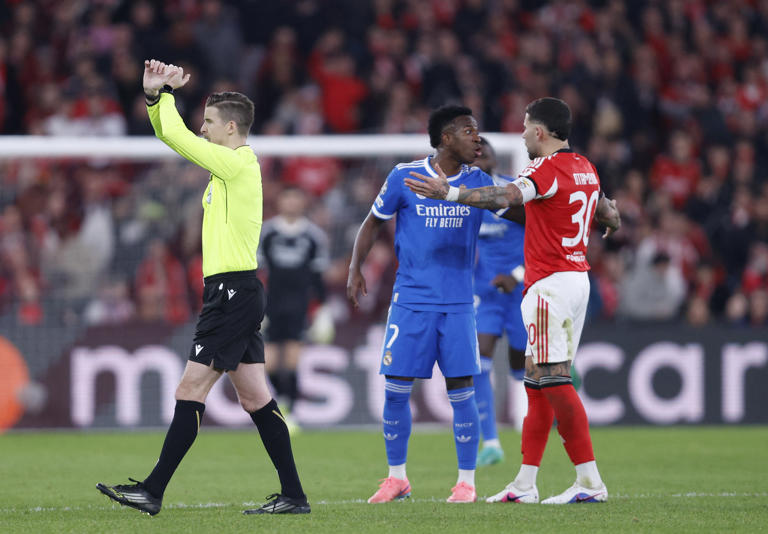 Referee Francois Letexier paused the match following Uefa’s three-step racism protocol (AFP/Getty)