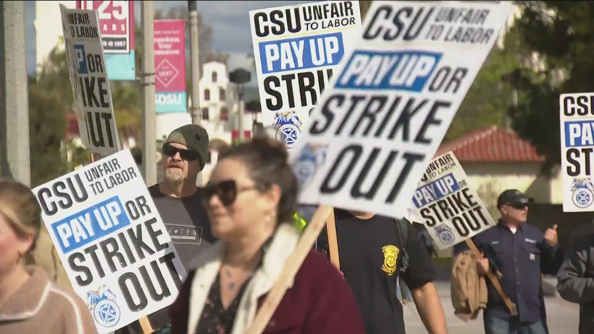 Trade workers strike across CSU campuses over pay dispute