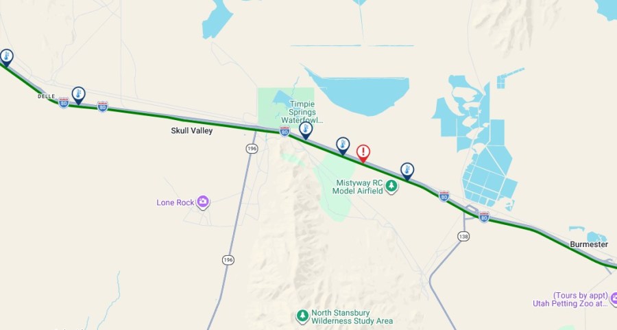 Traffic alert: I-80 closes due to crash near milepost 80 in Tooele County<br><br>