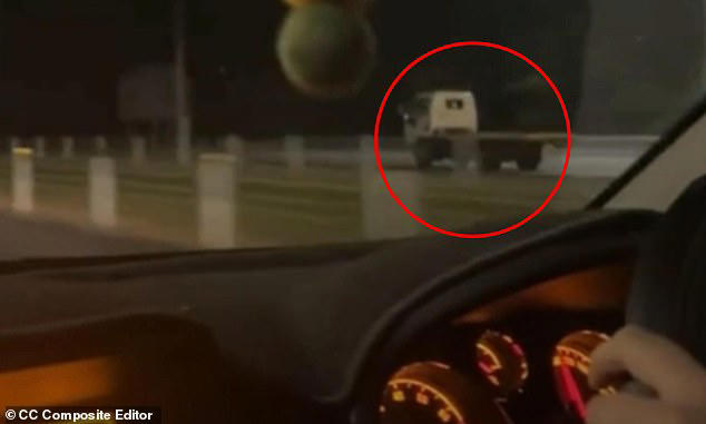 Wild moment speeding truck is 'chased' on wrong side of the road before ...