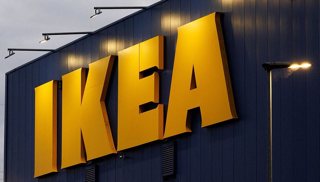 The logo of the IKEA store in Anderlecht, Brussels, pictured on Wednesday 17 September 2025.