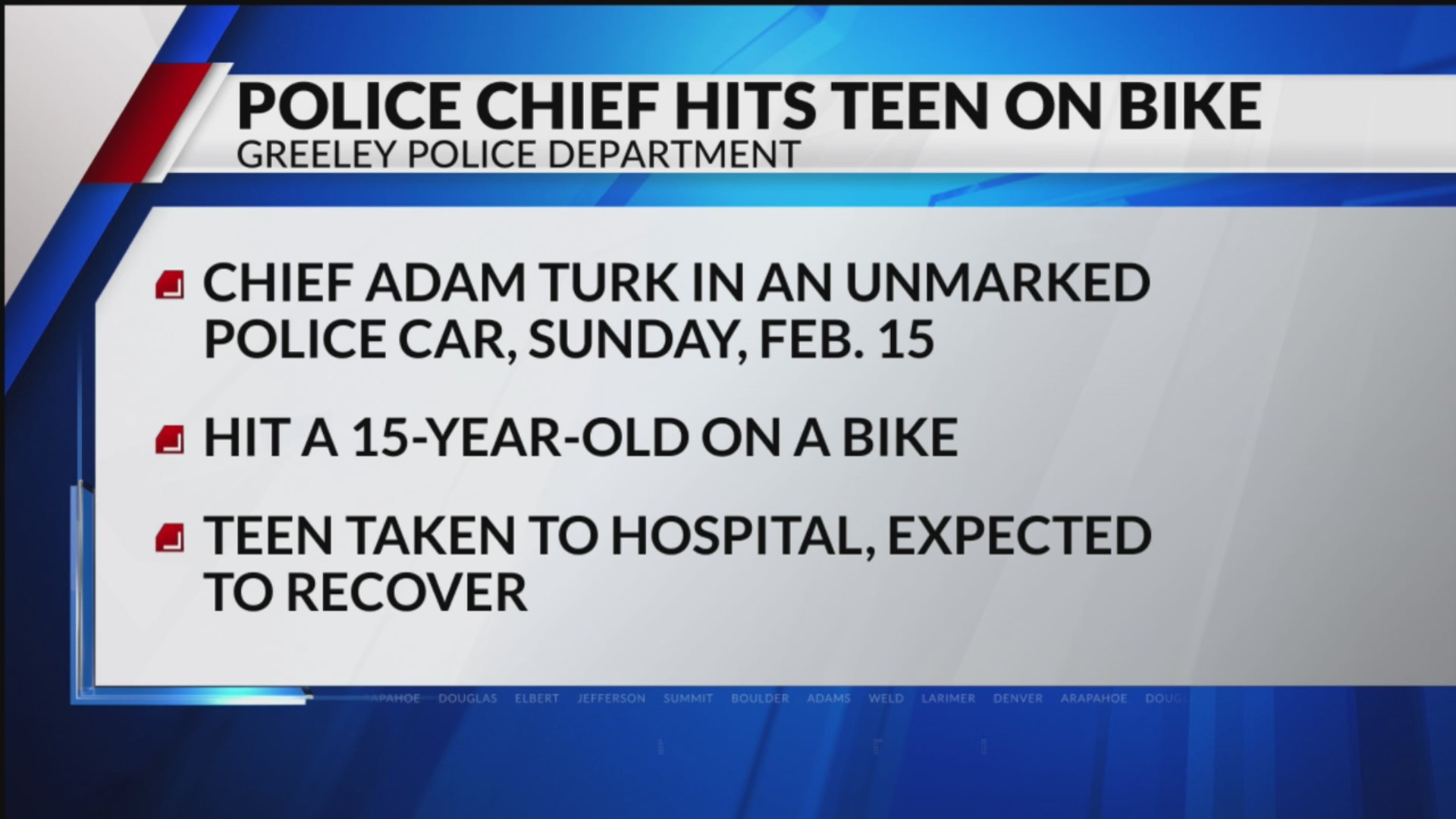 Greeley police chief hits teenager on bike with vehicle