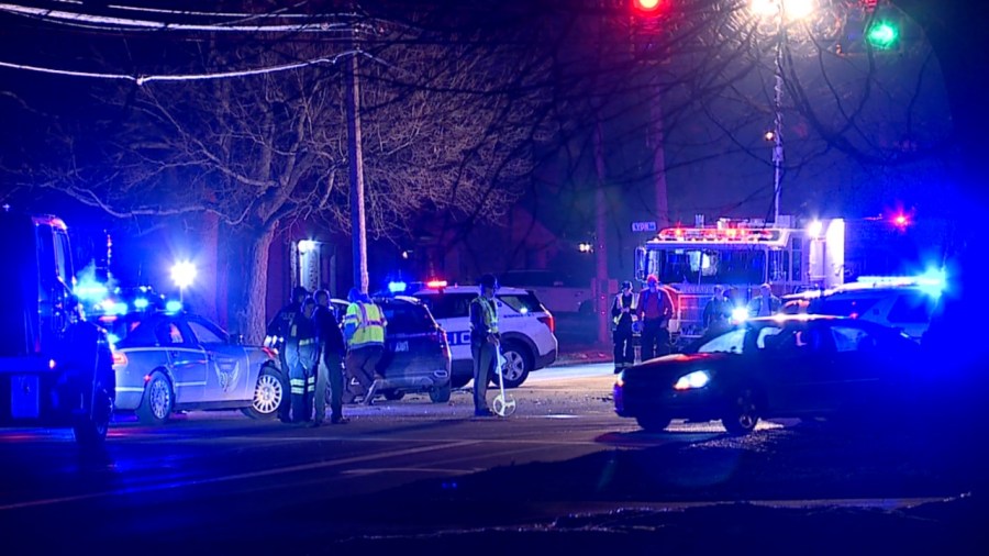 Area reopens after crash involving police cruiser, three taken to hospital