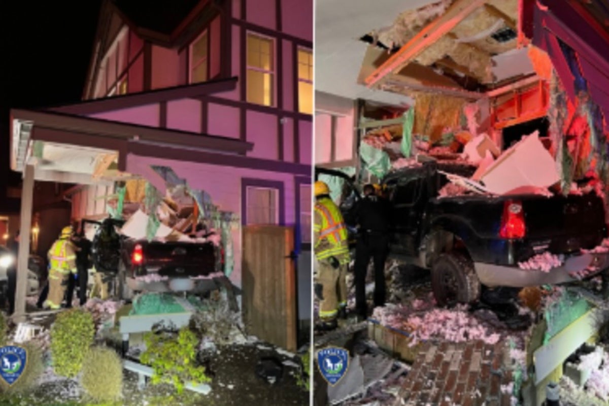 Video shows truck crashing into Oregon home after launching 100 feet