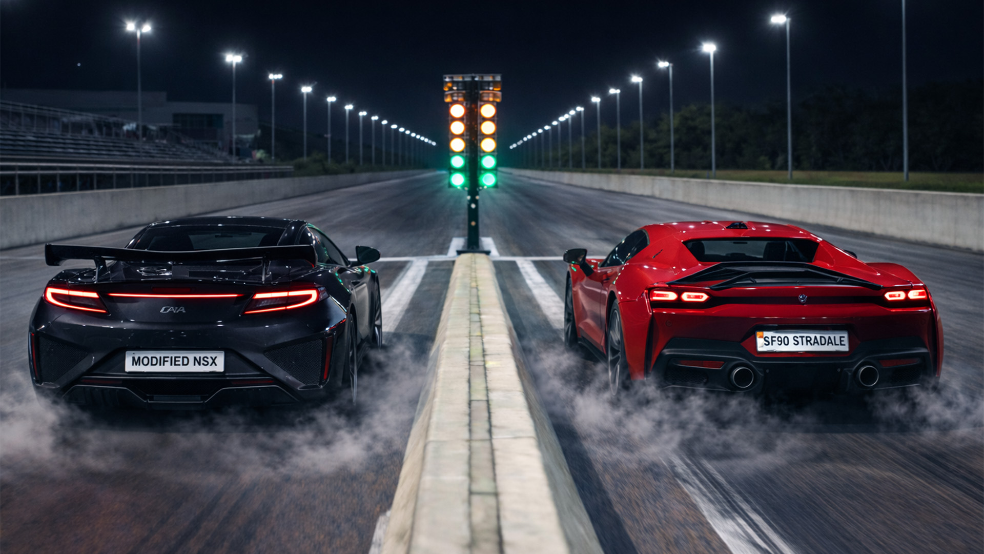Modified Acura NSX vs Ferrari SF90 drag race