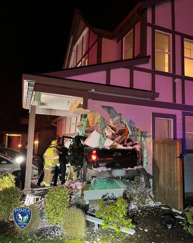 Video shows truck crashing into Oregon home after launching 100 feet