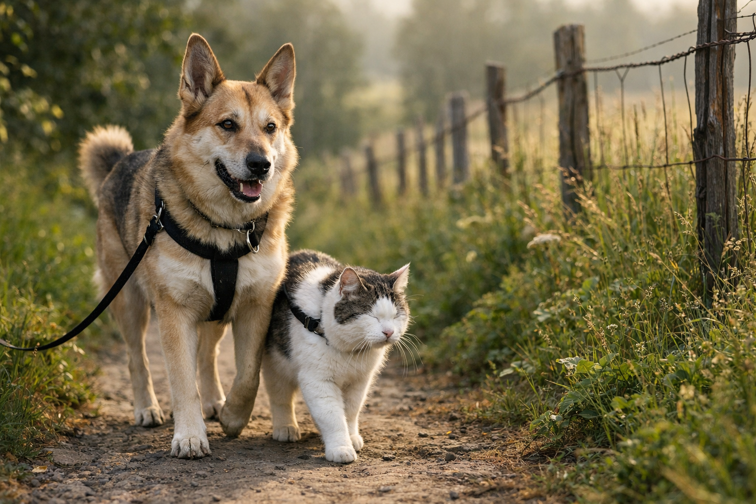 Il cane Guardián guida ogni giorno il gatto cieco Luce