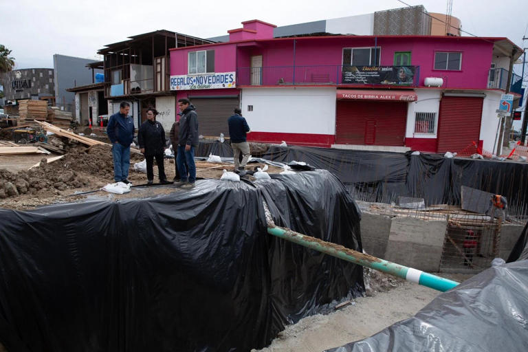 Rosarito Mayor Rocío Adame checks progress on major sinkhole repairs