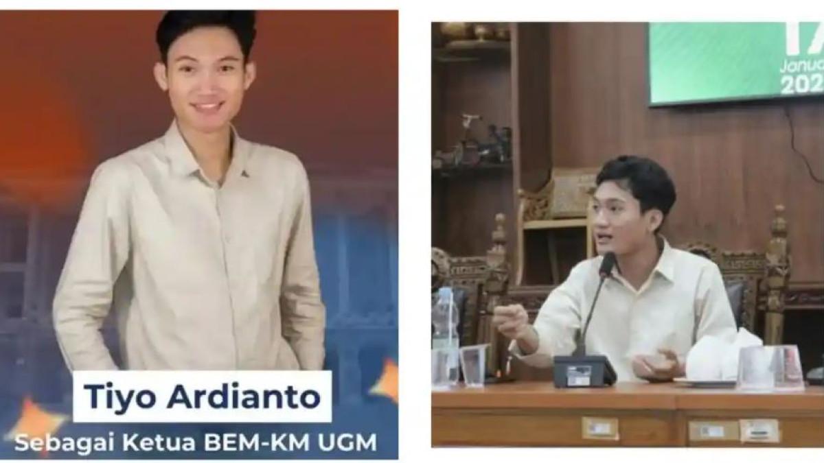 SOSOK TIYO ARDIANTO - Kolase foto Ketua Badan Eksekutif Mahasiswa Keluarga Mahasiswa Universitas Gadjah Mada (BEM KM UGM), Tiyo Ardianto. Ketua BEM UGM Tiyo Ardianto kembali diteror, kali ini dituding LGBT hingga muncul konten Awas LGBT di UGM disertai foto wajahnya. ((Ist)/HO/IST/Instagram @kpum.ugm/Instagram/tiyoardianto_)