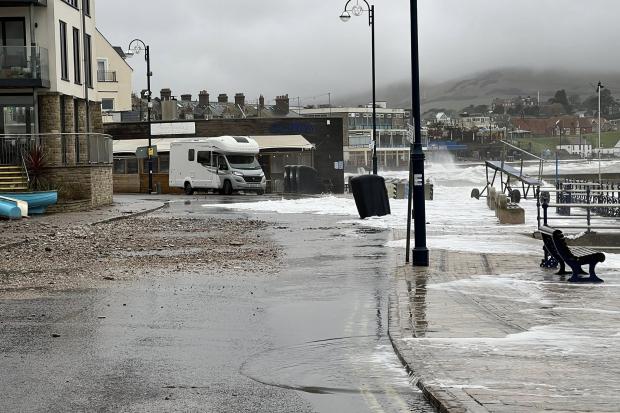Town centre road closed due to flooding and hazardous conditions
