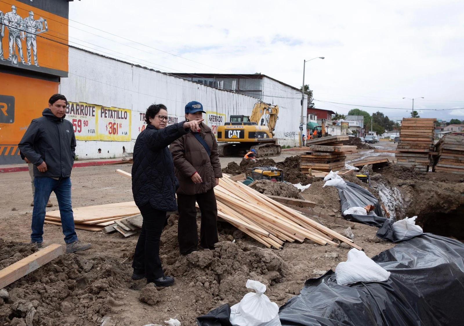 Rosarito Mayor Rocío Adame checks progress on major sinkhole repairs