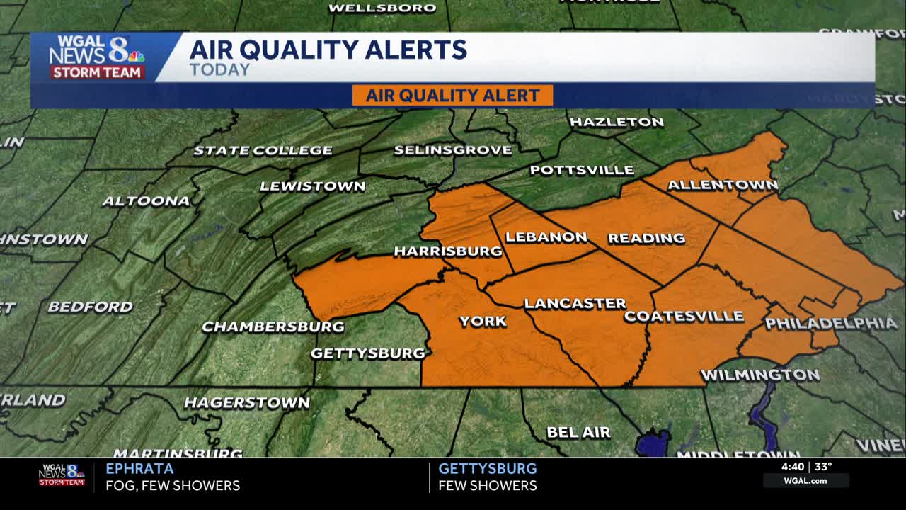 Code orange air quality alert in effect for most of south-central PA