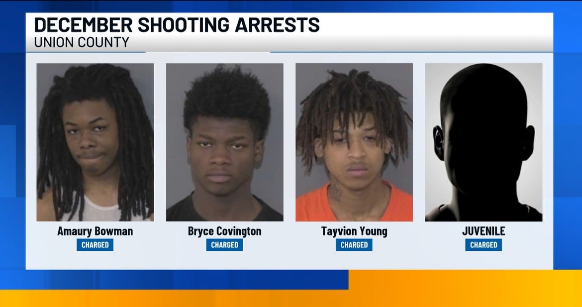 4 Union County teens charged after 2 drive-by shootings in December 2025