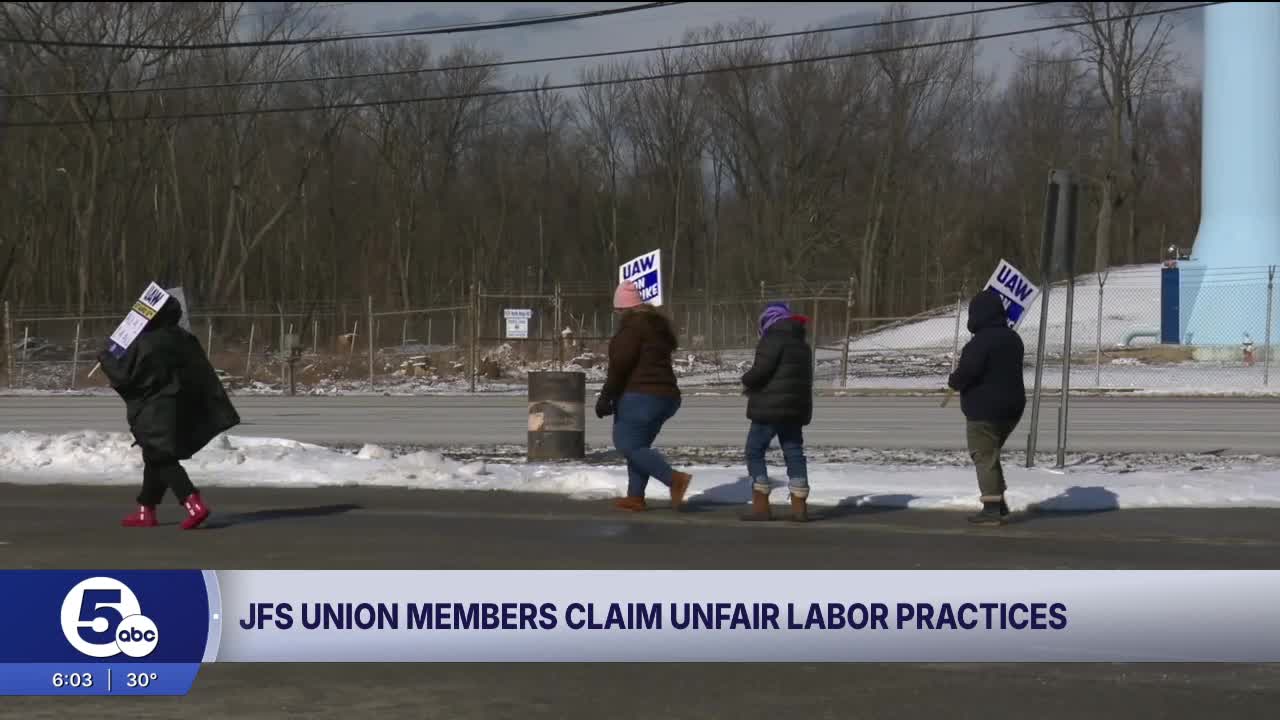 Striking JFS employees, mega site opponents gather at commissioners meeting