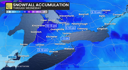 Dicey travel possible into Wednesday as snow sneaks across southern Ontario