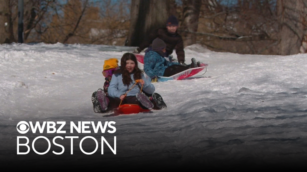 Kids with snow days after school vacation week enjoy sledding on Boston ...