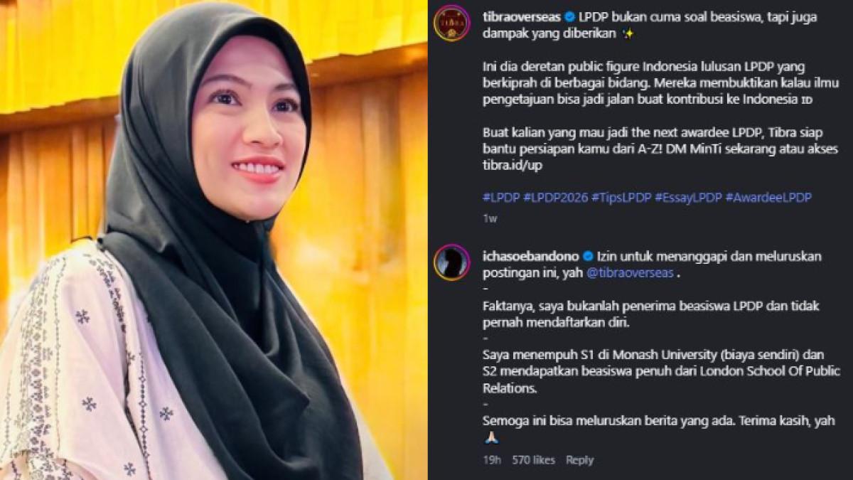 Alyssa Soebandono tegas: ‘Saya bukan penerima beasiswa LPDP, S1 pakai biaya sendiri, S2 baru dapat beasiswa LSPR.’ Klarifikasi penting! (Instagram/@ichasoebandono @tibraoverseas)