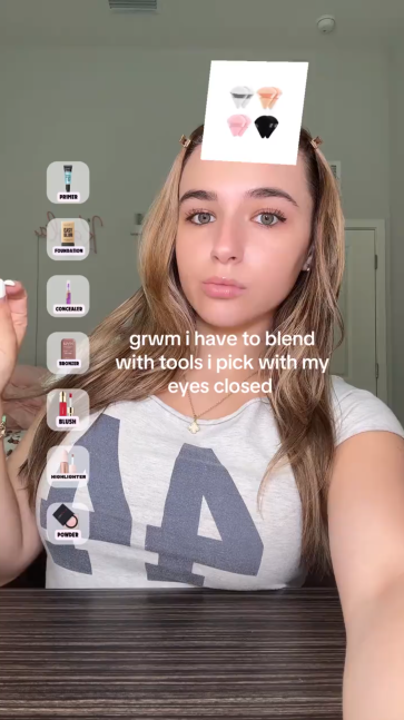 GRWM blind tool challenge makeup blending adventure