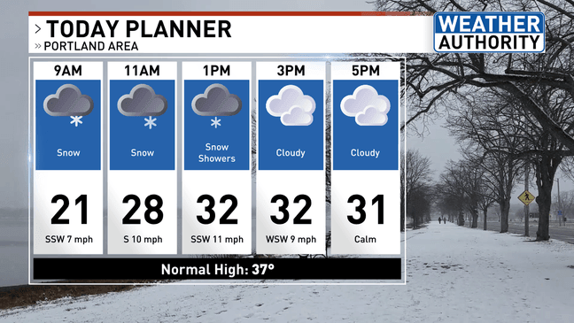 Light snow causes tricky travel conditions in Maine on Wednesday