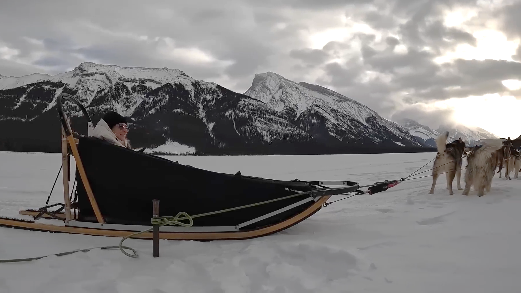 Watch 6 huskies drag us across a frozen lake - one wrong move and it’s over