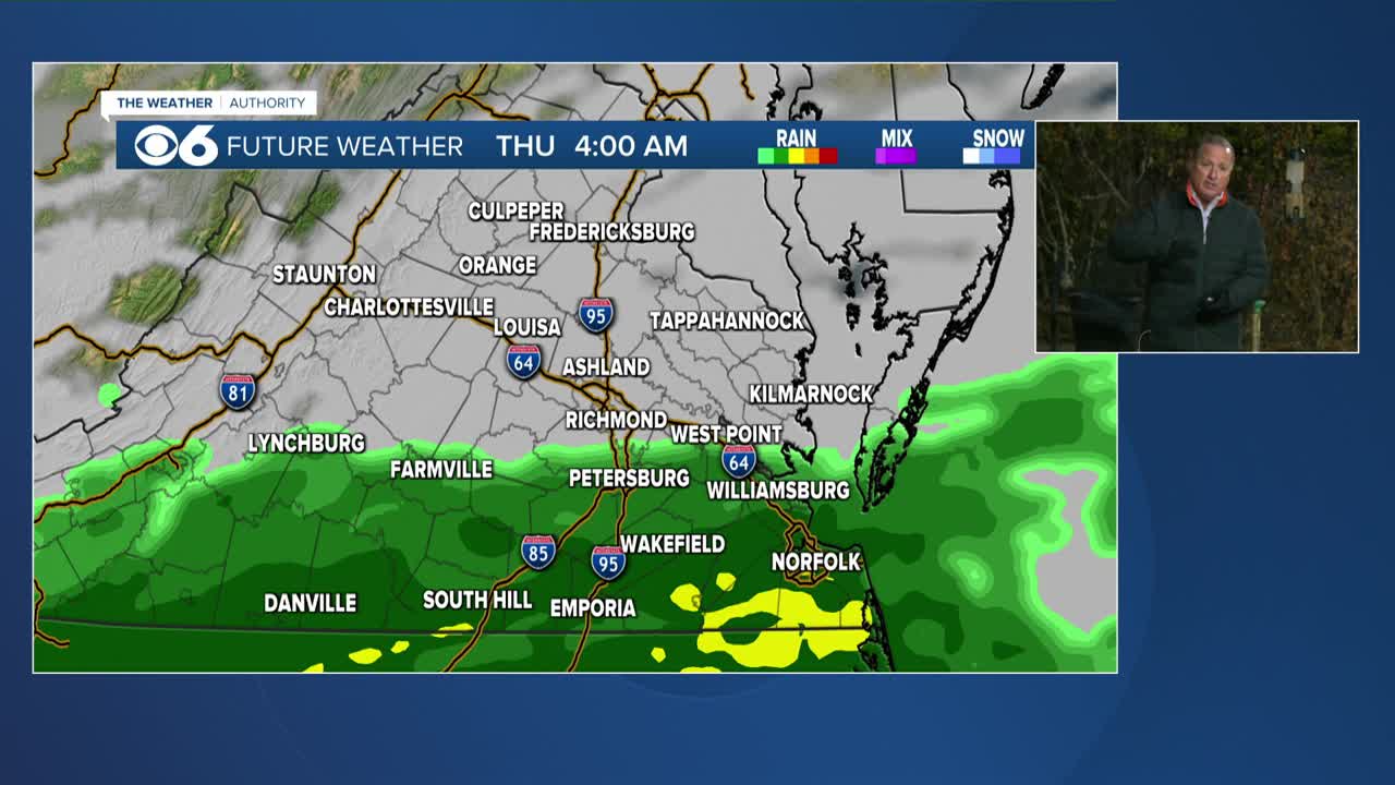 Warmer Wednesday on tap for Richmond with rain expected Thursday