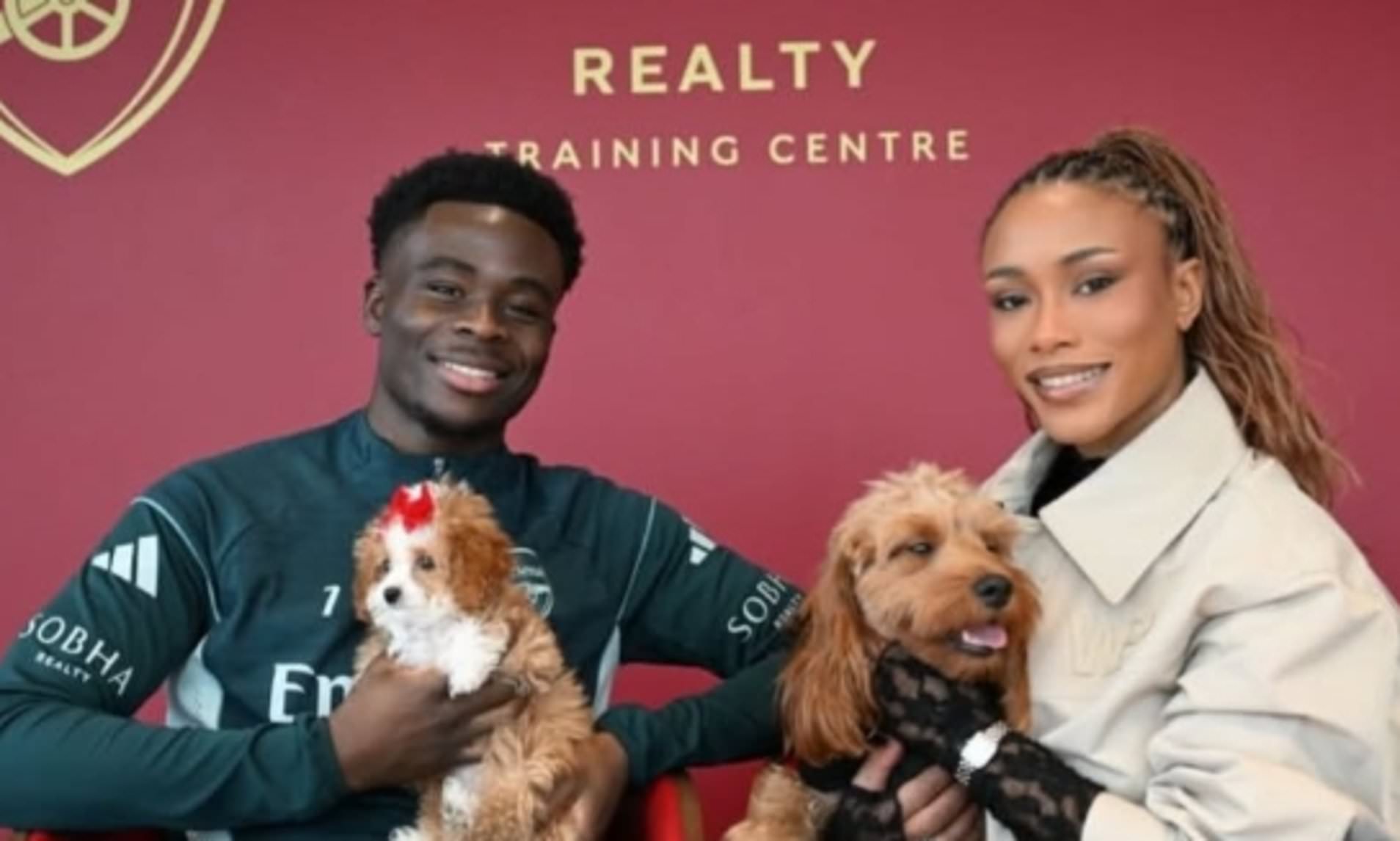 Bukayo Saka's fiancée is accused by racist trolls of bleaching her skin ...