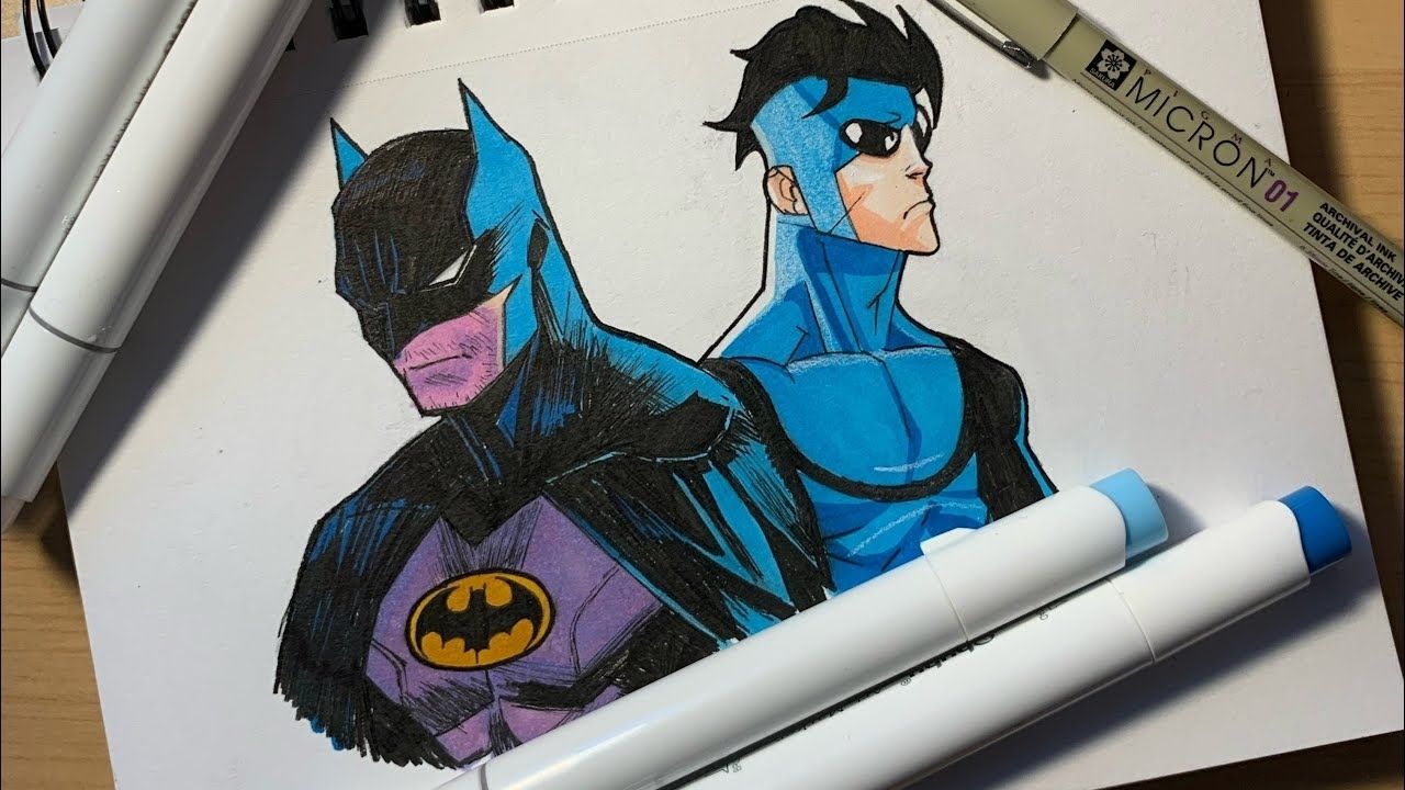 Sketchbook session drawing Batman and Invincible