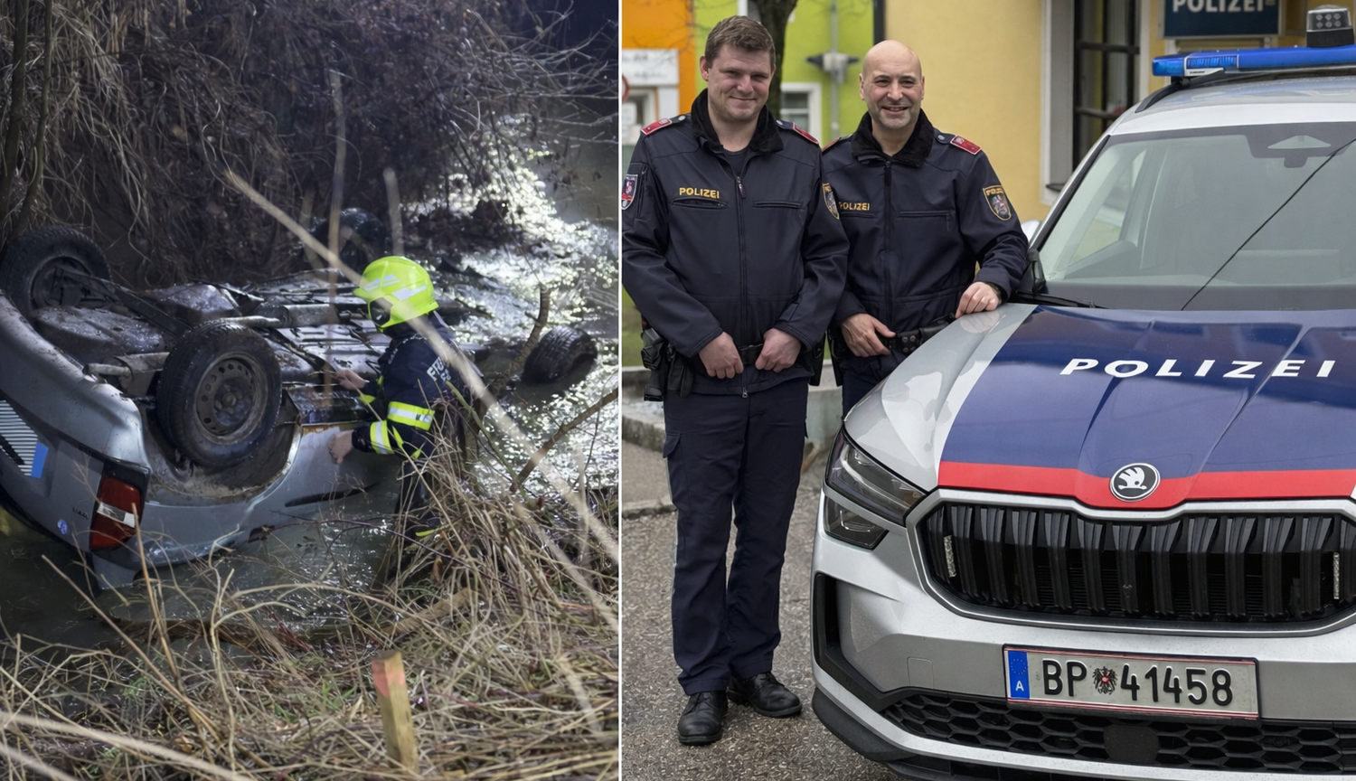 Die beiden Beamten aus Eferding und Prambachkirchen retteten der Frau das Leben.