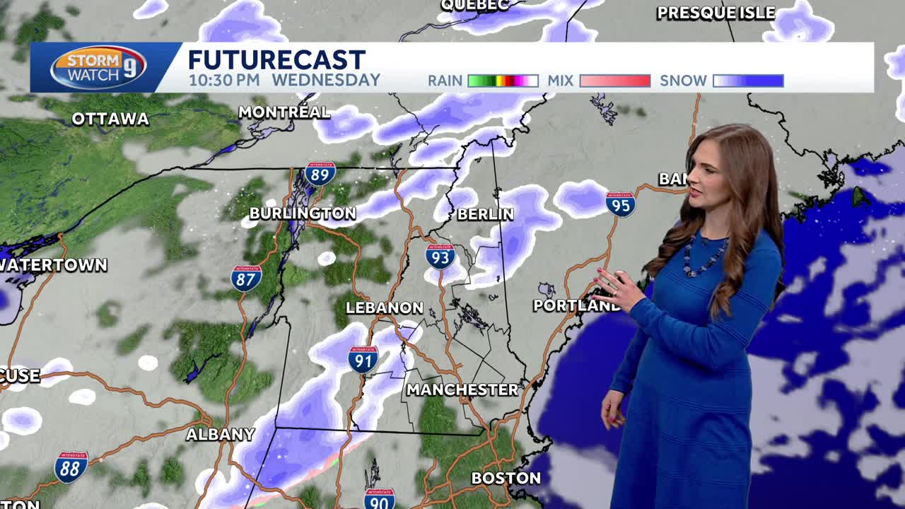 Video: Scattered snow showers, squalls possible overnight