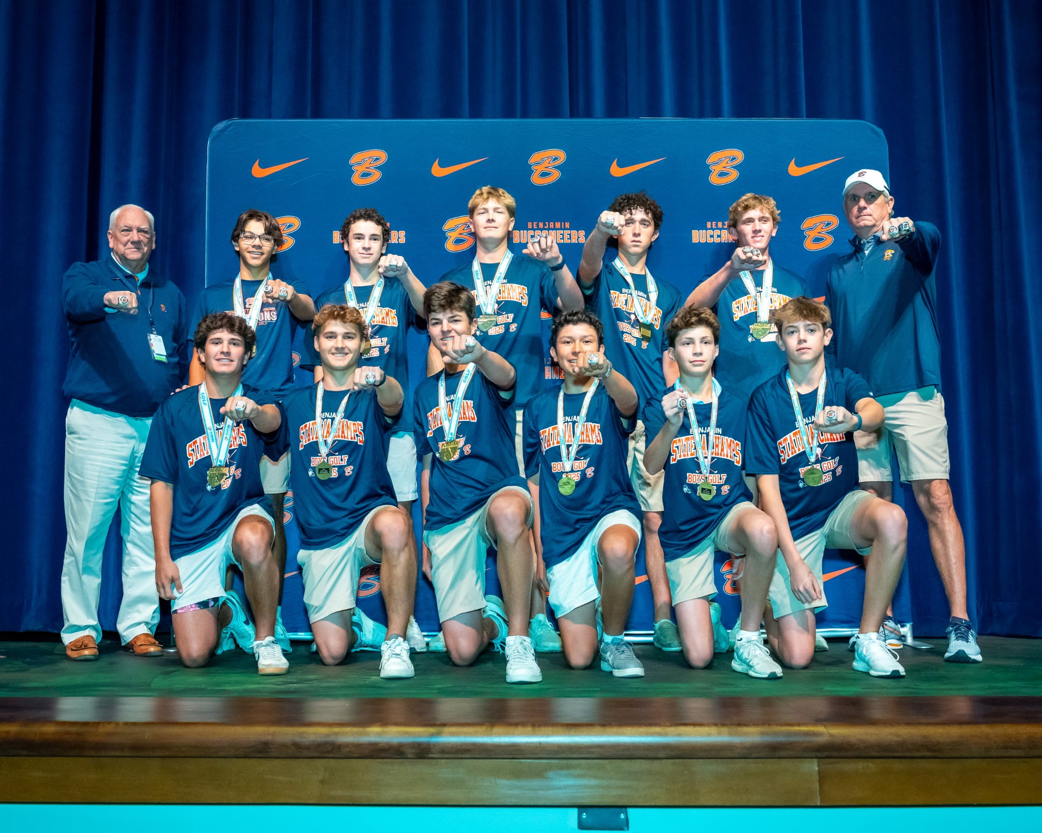 Charlie Woods, Tiger Woods celebrate Florida golf state title