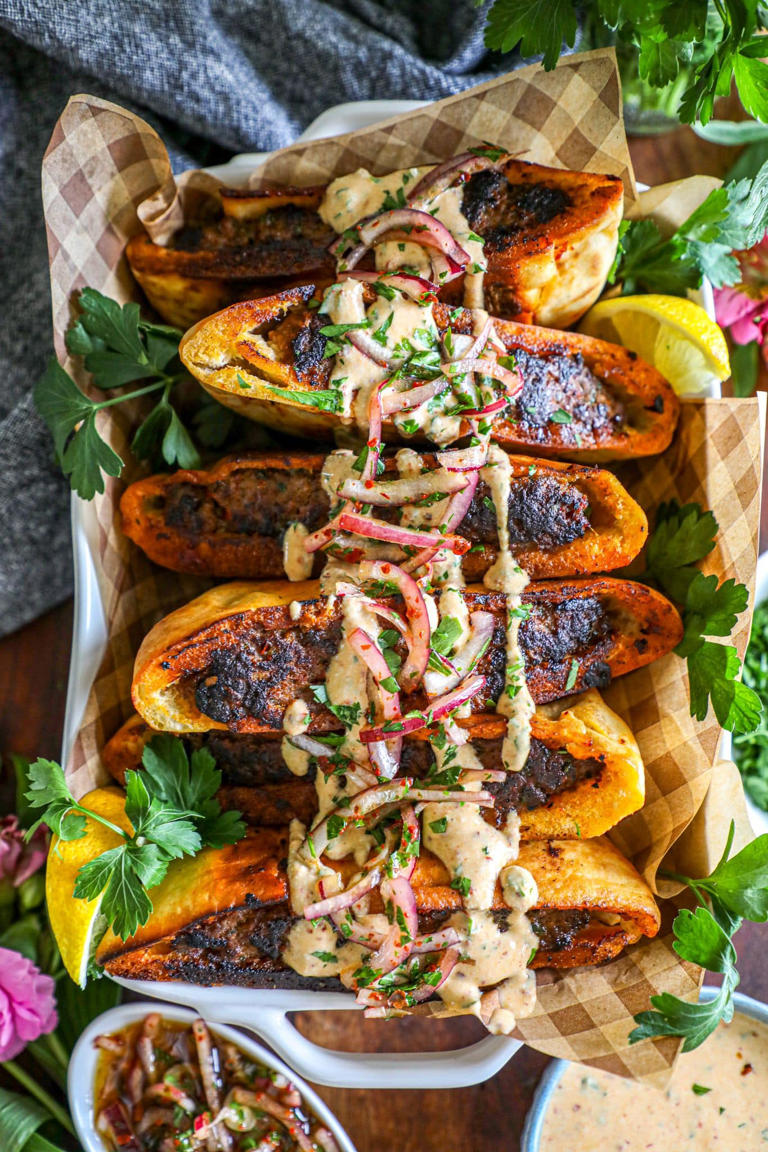 Arayes (Middle Eastern stuffed pitas)